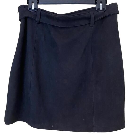 Haute Monde Faux Suede Dark Brown Belted Mini Skirt - Size XL - Picture 4 of 9
